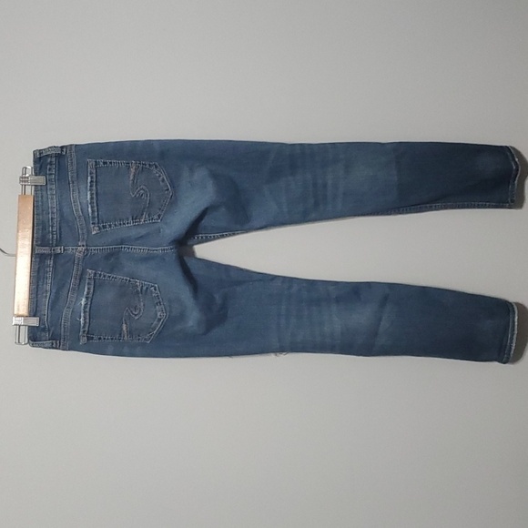 Silver Jeans Co Jeans Mens Sz 29 Blue Embelliahed Stylish Distressed Ripped Sam - Picture 9 of 16